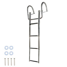 4-step Pontoon Boat Ladder Folding Telescoping Ladder With Pedal Hand Railing