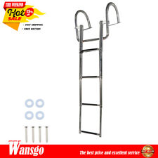 4-step Pontoon Boat Ladder Folding Telescoping Ladder With Pedal Hand Railing