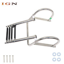 4 Steps Stainless Steel Pontoon Boat Ladder With Pedal Hand Railing Ladder New