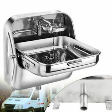 Wall Mounted Folding Sink With Lid Caravan Boat Rv Camper 304 Stainless Steel