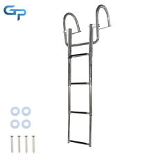 4 Steps Stainless Steel Pontoon Boat Ladder With Pedal Hand Railing Ladder