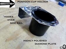 Pontoon Boat Aluminum Diamond Plate Cup Holder Fits 1 Inch Side Fence Rails