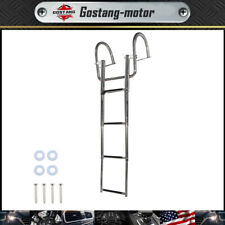 4 Steps Pontoon Boat Ladder Stainless Steel With Pedal Hand Railing Ladder